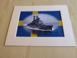 Tradera HMS Tre Kronor konstfotografi med passepartout| Båd- & Skib-memorabilia