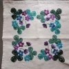 New Härlig retro duk handbroderad blåsippor 40×42cm 60/70tal Tekstiler
