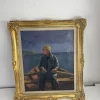 Tradera Inramad oljemålning ” Fiskare ” Signerad Simon Öquist 1951| Malerier
