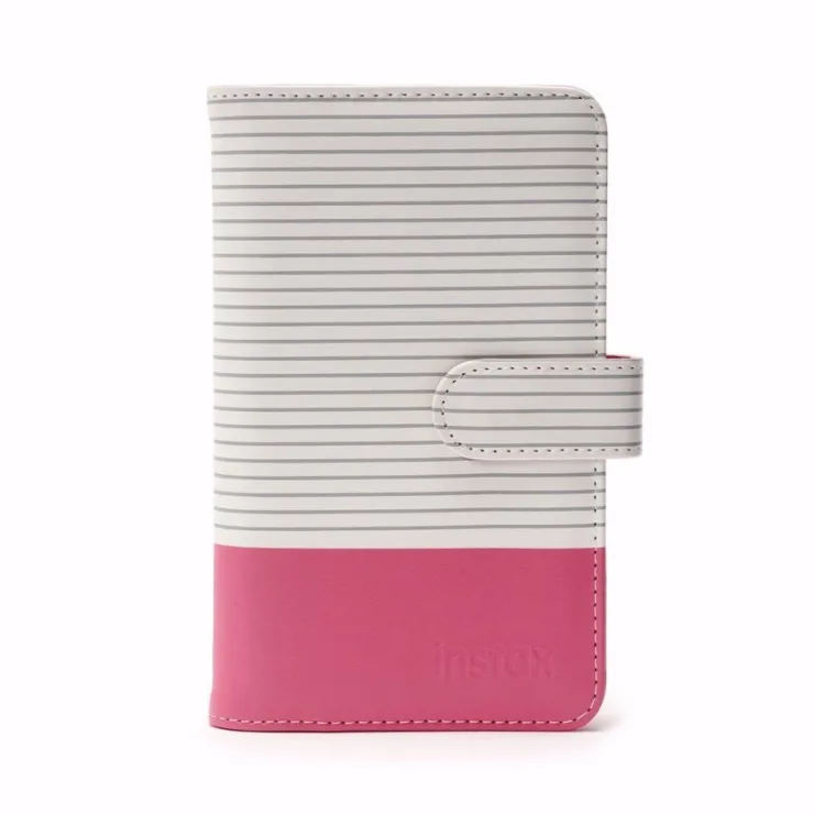 Tradera Instax Randigt mini album rosa randigt för 108 bilder| Fotoalbum