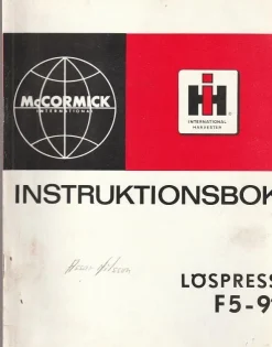 Tradera International McCormick löspress F5-91 instruktionsbok| Landbrugsmaskiner