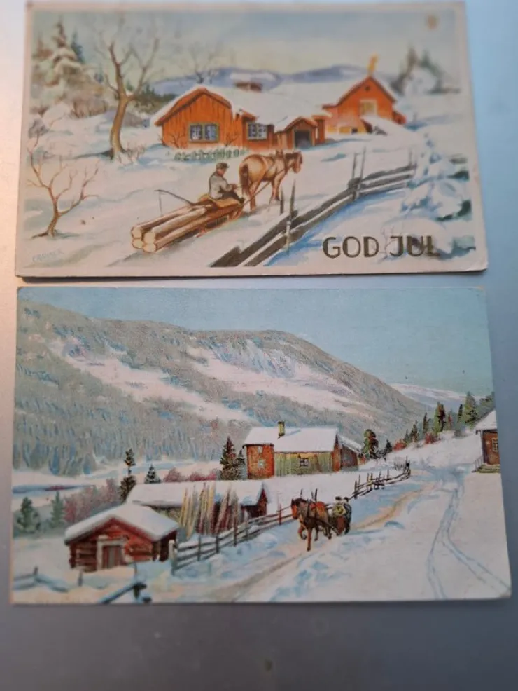 Tradera JULEKORT x 2 SIGNERT CRANNER OG HANSTEEN| Nordiske Lande