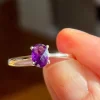 Tradera Justerbar ring i Amestist i 925 sterling silver| New Age