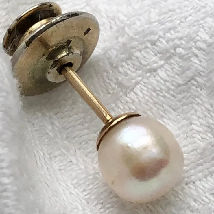 Tradera 14K guld odlad pärla pin / nål - 585 guld> Slipsenåle