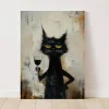 Tradera Katt Vin Canvas Poster Inredning 40x30 cm| Plakater