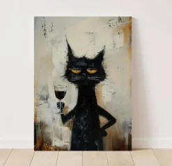 Tradera Katt Vin Canvas Poster Inredning 40x30 cm| Plakater