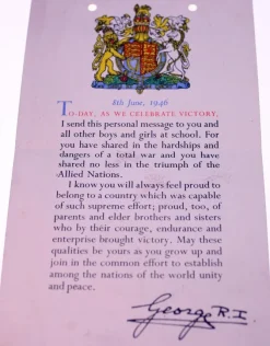 Tradera King George VI post-WW2 British national school pupils Victory card-circa 1946> Øvrige Samleobjekter