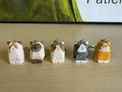 Clearance Kitten handmade wood carving keychain-5 Style Nøgleringe & Nøgleetuier