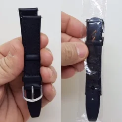 Tradera Klockarmband, 18 mm,svart, Kalvskinn, Äkta läder ,Bandstift,armbandsur,Herr,Dam> Tilbehør & Reservedele