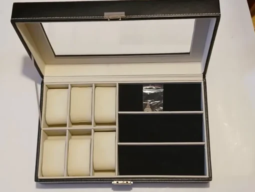 Tradera KLOCKBOX ARMBANDSUR FÖRVARING DISPLAY MED GLASLOCK> Tilbehør & Reservedele