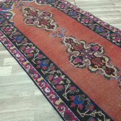 Best Äkta Vintage matta ca: 303x110 cm - 100% ull - Tvättad & klart - Handknuten Gulvtæpper