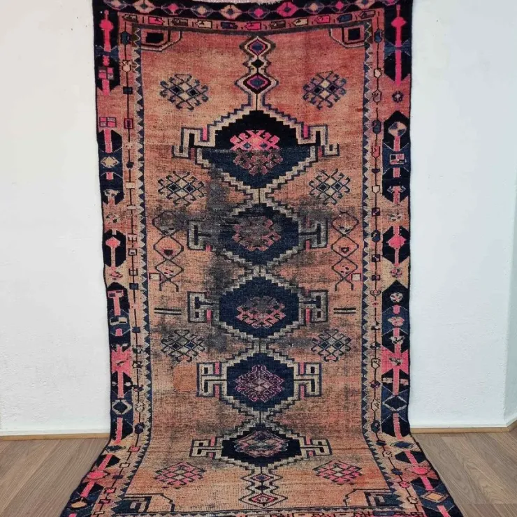 Flash Sale Äkta Vintage matta ca: 186x94 cm - 100% ull - Tvättad & klart - Handknuten Gulvtæpper