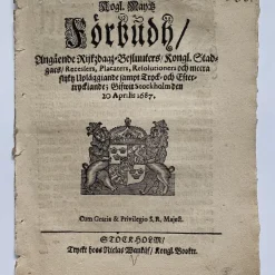 Best Kungl. Förbud tryckt 1687 Antikkens Litteratur