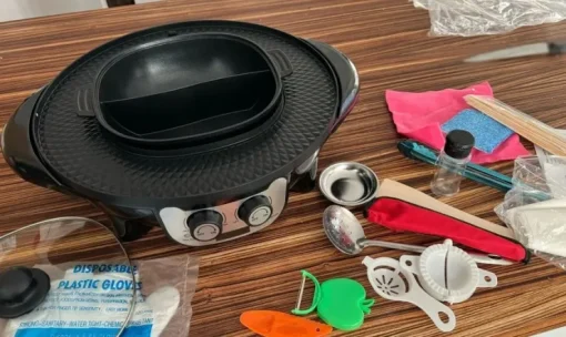 Tradera 2,2KW 2-i-1 elektrisk grill varm gryta med oljeläckageutlopp,dubbel tempkontroll| Bål & Grill
