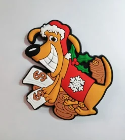Tradera Kylskåpsmagnet tomte hund ( ? ) dollar> Magneter