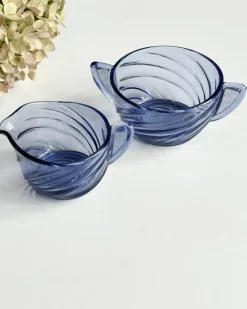 Tradera Lavendelblåt glas, kantet m swirl| Kaffe & Te