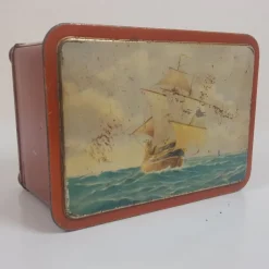 Tradera Låda i plåt med lock - Plåtlåda - Kaffeburk - > Metalemballage