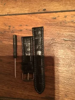 Tradera Läderarmband till klocka - svart 22mm> Tilbehør & Reservedele