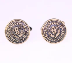 Tradera Let The Deed Show vintage mens metal cufflinks in a circular design-Weight 13.4g> Manchetknapper