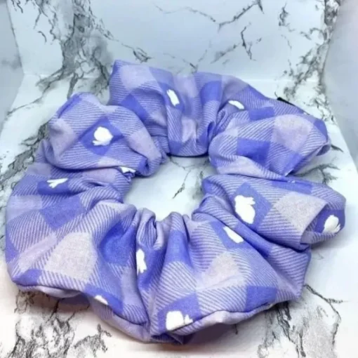 Sale LILA RUTIG KANIN ÖVERDIMENSIONERAD XXL SCRUNCHIE ENCHANTED SCRUNCH TREND HEL Hårtilbehør