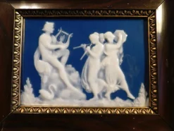 Tradera Limoges Antik Blå Kobolt Tavla M Chaufriasse Signerad Tavla Ca 1830 talet| Relieffer