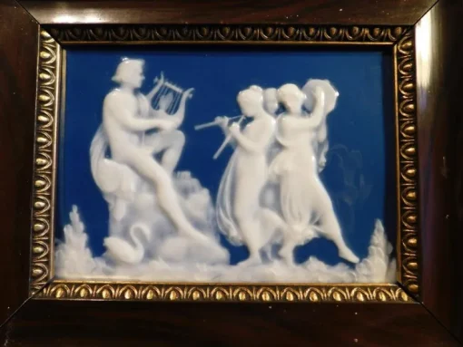 Tradera Limoges Antik Blå Kobolt Tavla M Chaufriasse Signerad Tavla Ca 1830 talet| Relieffer