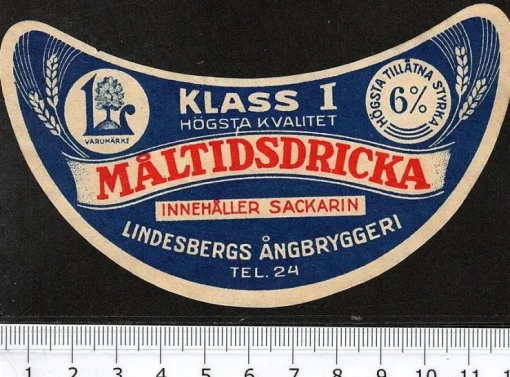 Tradera Lindesbergs ångbryggeri Lindesberg, Måltidsdricka klass I| Breweriana