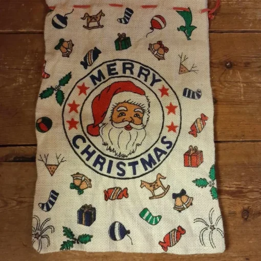Tradera Liten Julklappssäck i jute| Hobbymaterialer