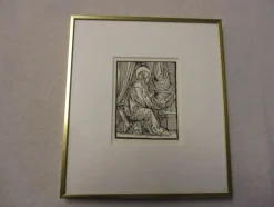 Tradera Liten Tavla. Reproduktion av träsnitt - Den heliga Birgitta. Ny-produktion.| Anden Kunst