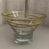 Best Ljuslykta/Skål Nybro crystal Sweden, Gul och blå dekoration Glas