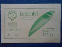 Tradera Lottsedel Sundsvall Kanotklubb 1939. Max Anderssons kanotbyggeri Västerås> Lotterier & Lodsedler