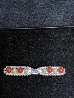 Tradera Lyxig vackert guldpläterat mässing, pärlor, cubic zirconia, carneol.> Hårsmykker & Diademer