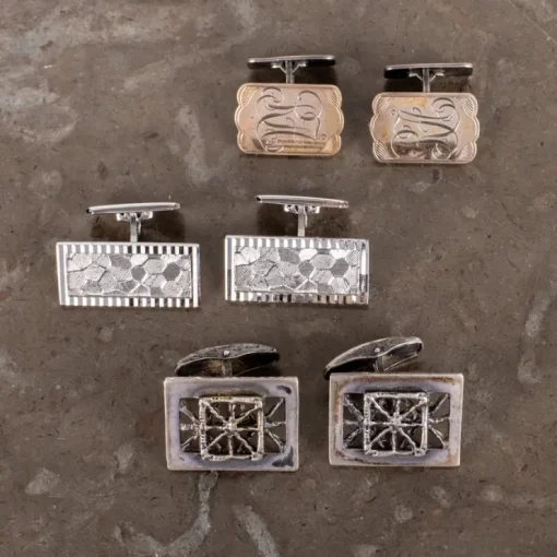 Tradera MANSCHETTKNAPPAR SILVER, 3 par, bla, Pentti Sarpaneva, 1900-talets mitt Ut 1:-> Manchetknapper