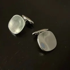 Tradera Manschettknappar silver svagt skålade> Manchetknapper