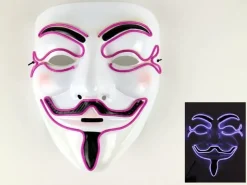 Tradera Mask Happy face med Glowstrip Lila glowstrip> Udklædningstøj