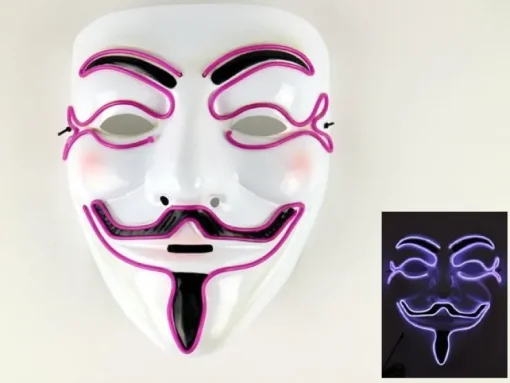 Tradera Mask Happy face med Glowstrip Lila glowstrip> Udklædningstøj