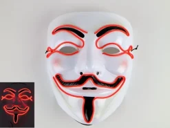 Tradera Mask Happy face med Glowstrip Röd> Udklædningstøj