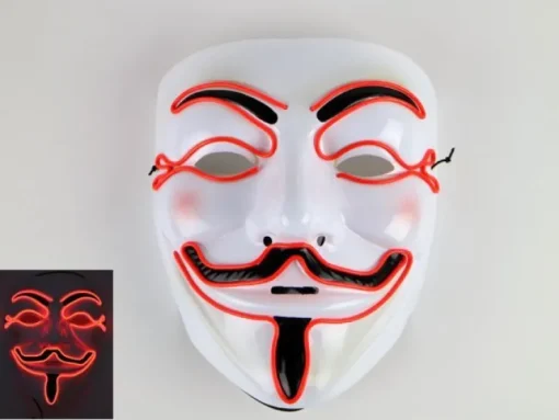Tradera Mask Happy face med Glowstrip Röd> Udklædningstøj