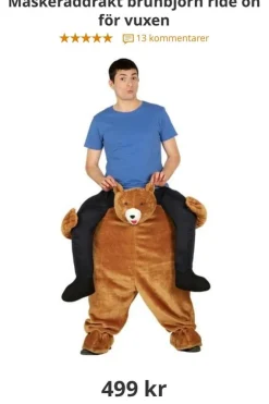 Tradera Maskeraddräkt Brunbjörn Ride On - Vuxenstorlek> Udklædningstøj