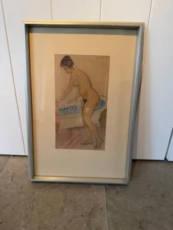 Tradera Målning - Badande kvinna - Signerad| Malerier