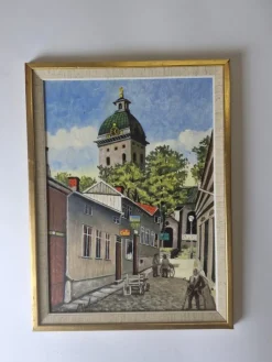 Tradera M.WOLFRAM - OLJA PÅ PANNÅ - CAROLI KYRKA BORÅS 1974.| Malerier