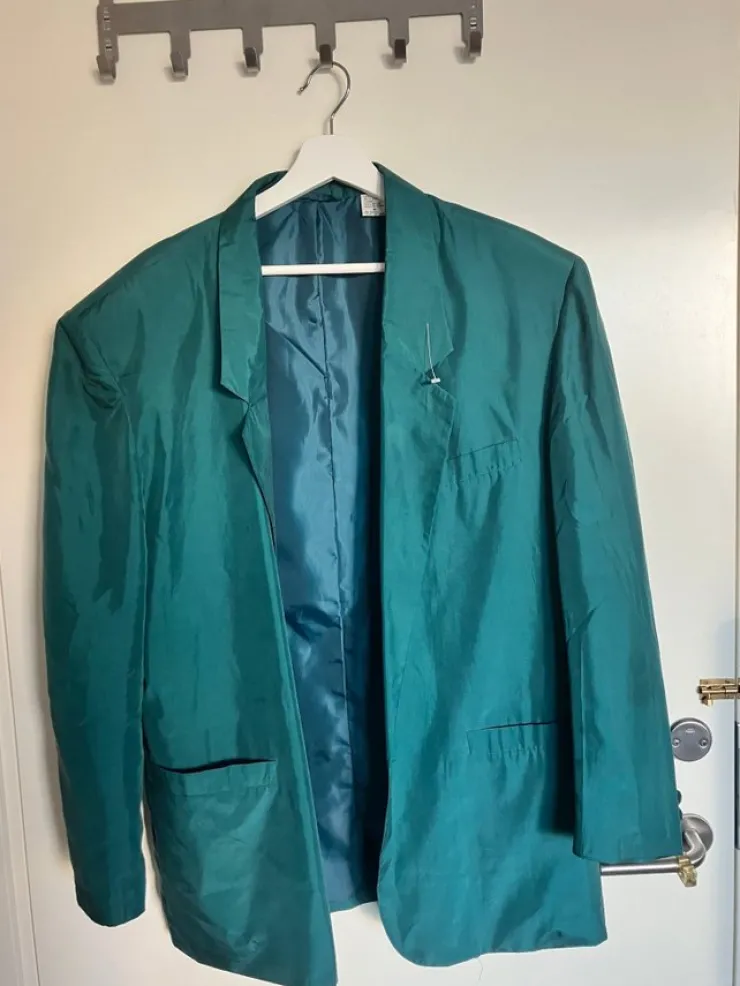 Tradera NEW Green silk blazer, size M> Udklædningstøj