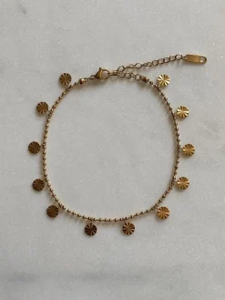 Tradera Ny ankelkedja fotlänk guld med länkar kedjor chain 18k guldplätering> Ankelkæder