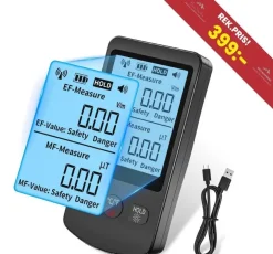 Tradera NY Digital EMF-mätare, 3-i-1 | LED | Temp/strålning mät | USB-C | Ord.pris 399kr| Elektroniske Instrumenter
