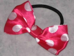 Tradera NY håraccessoar hår snodd hårtofs tofs rosa vit prickig polka dot fin present> Hårsmykker & Diademer