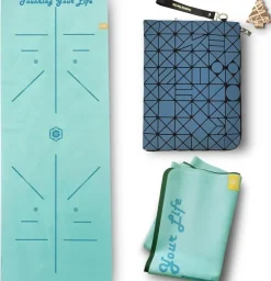 Tradera NY Yogamatta XL * Halkfri vikbar tvättbar Matta för Yoga Pilates av naturgummi> Yoga