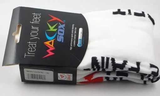 Tradera *NYA 1 PAR Wacky sox Large 41-45 Komfortabla Snygga Vita svarta röda OBS PRISET> Floorball