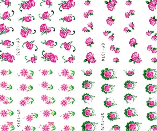 Tradera NYTT! 4 ARK Nageldekorationer / 3D Water Transfer Nail Art Stickers 1373-1376> Manicure, Hånd- & Fodpleje
