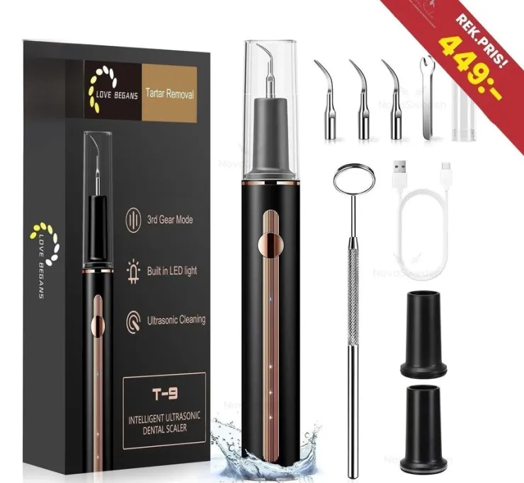 Tradera NYTT Elektriskt tandrengöringsset | USB-C | 3 utbytbara. huvuden | 3-lägen | LED> Tandpleje