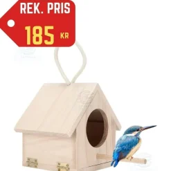Tradera NYTT Fågelholk för småfåglar med sittpinne & häng rep•Natur trä •Måla & dekorera| Havedekorationer